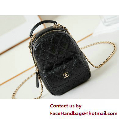 Chanel Grained Calfskin & Gold-Tone Metal Mini Backpack Bag AP3753 Black 2025